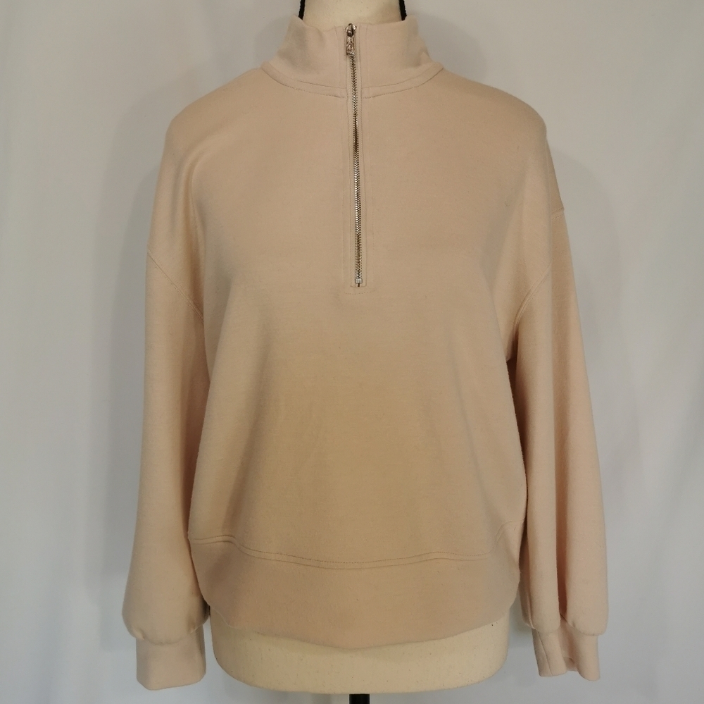 Magaschoni 1/4 Zip Lightweight Boxy Cropped Fleece Pullover - Sz S